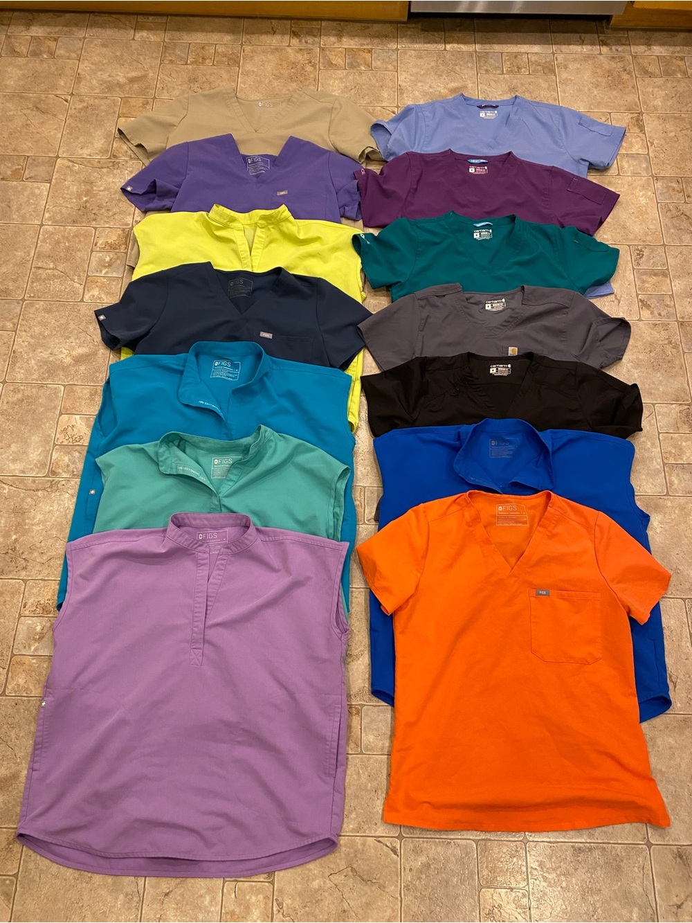 Womens Scrubs Top Lot (14) Figs Technical Collection / Carhartt Sz M READ